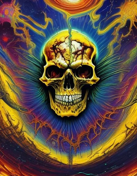 Apocalypse Skull in a Hyperrealistic Nightmare Scene