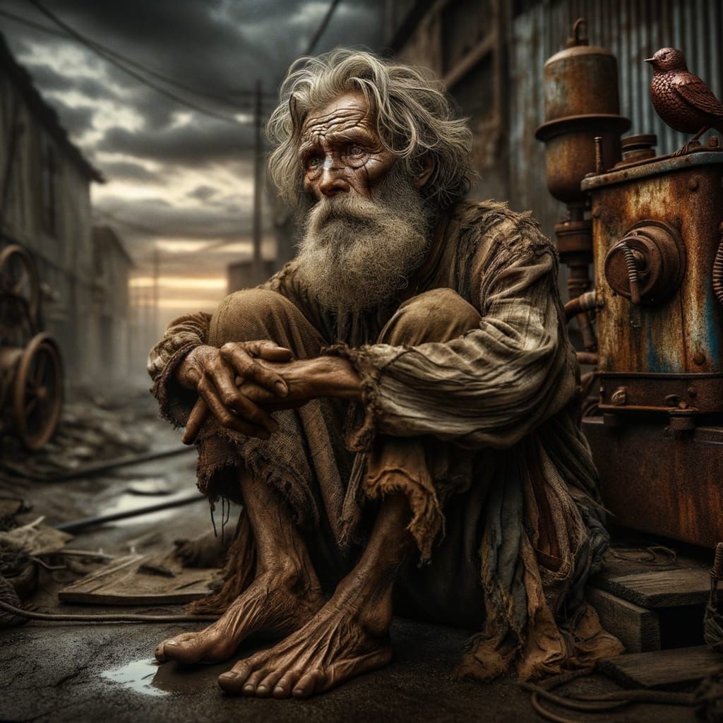 A surreal strange  rusty steampunk  style