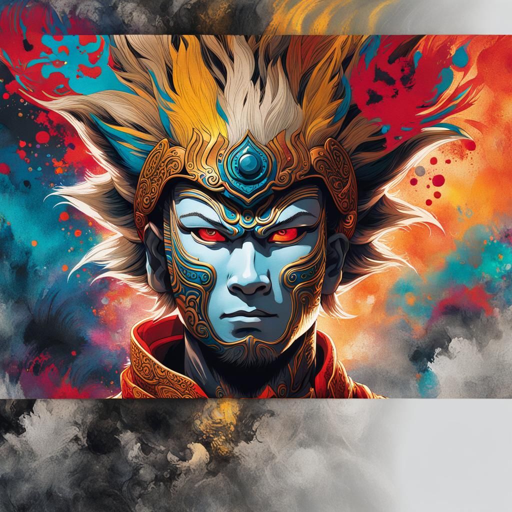 Majestic Wukong Ink Art Portrait