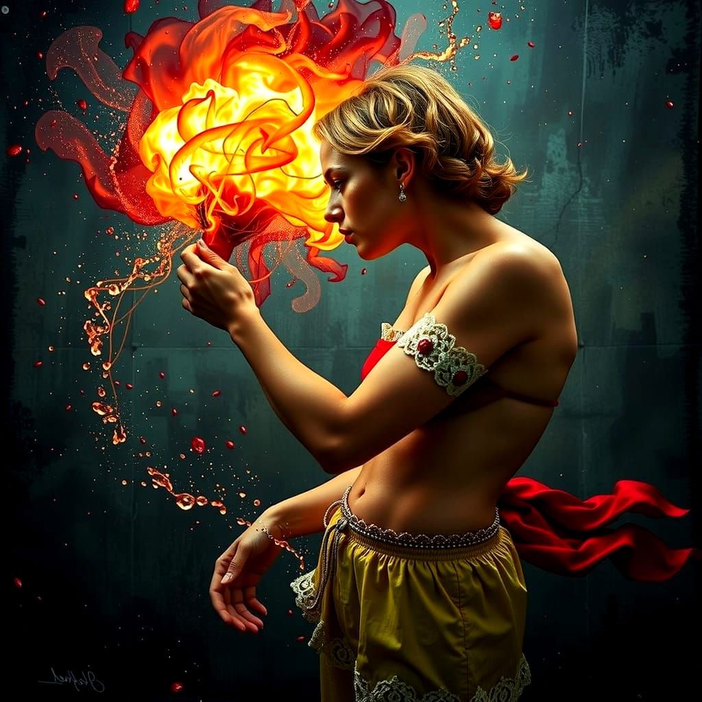 Abstract Twisting Forms in Shades of Red