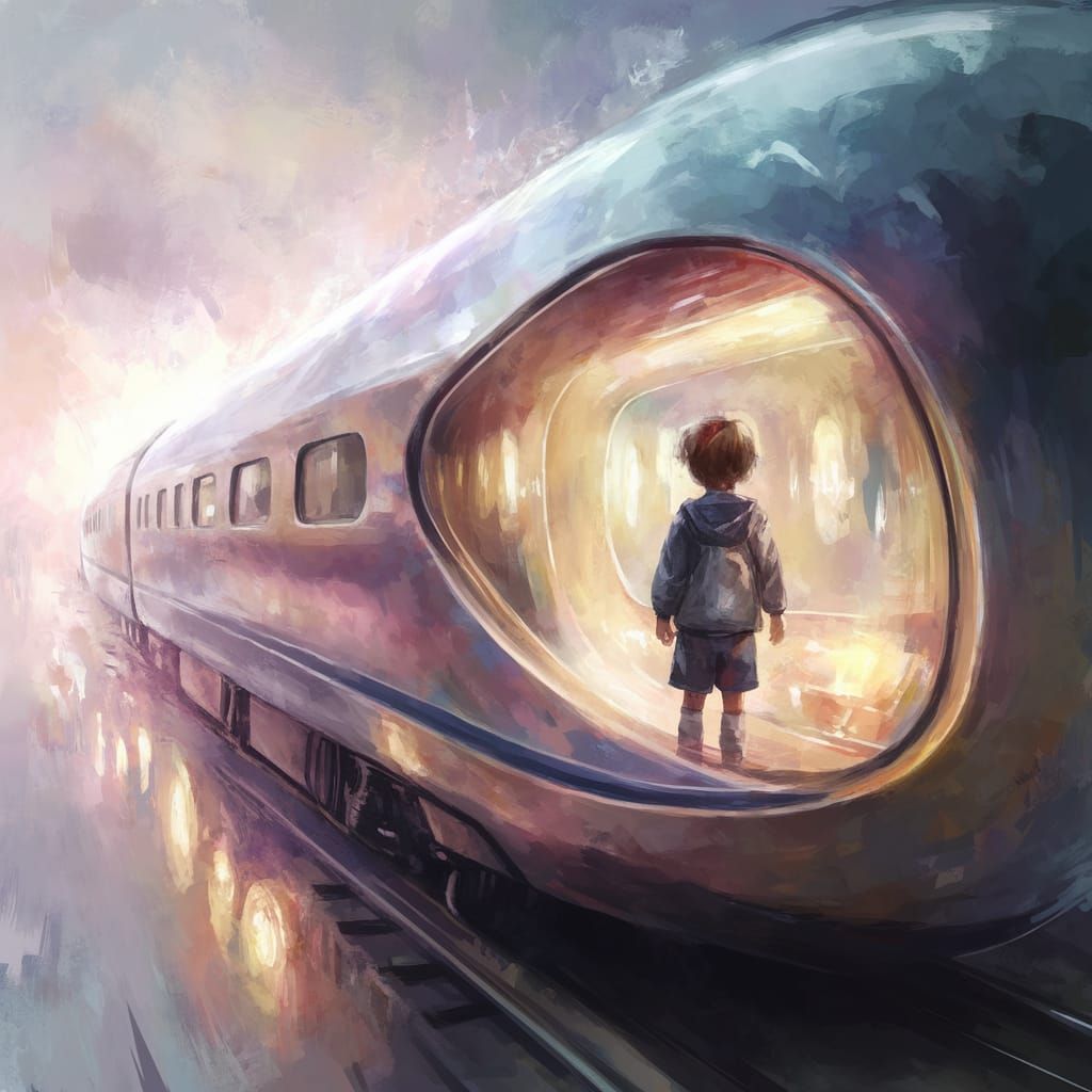 Child's Imagination on a Futuristic Bullet Train