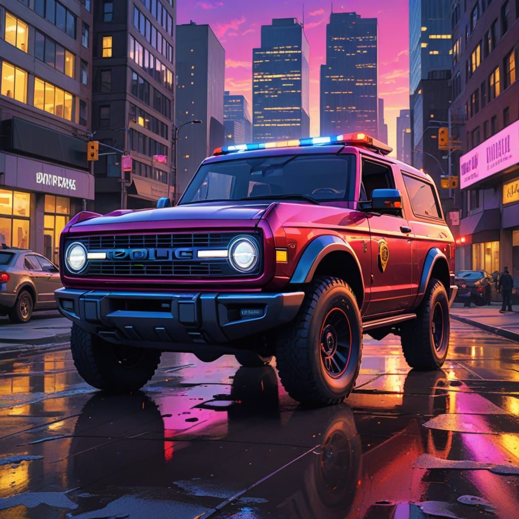 Police Ford Bronco in Urban Environment as Concept Art