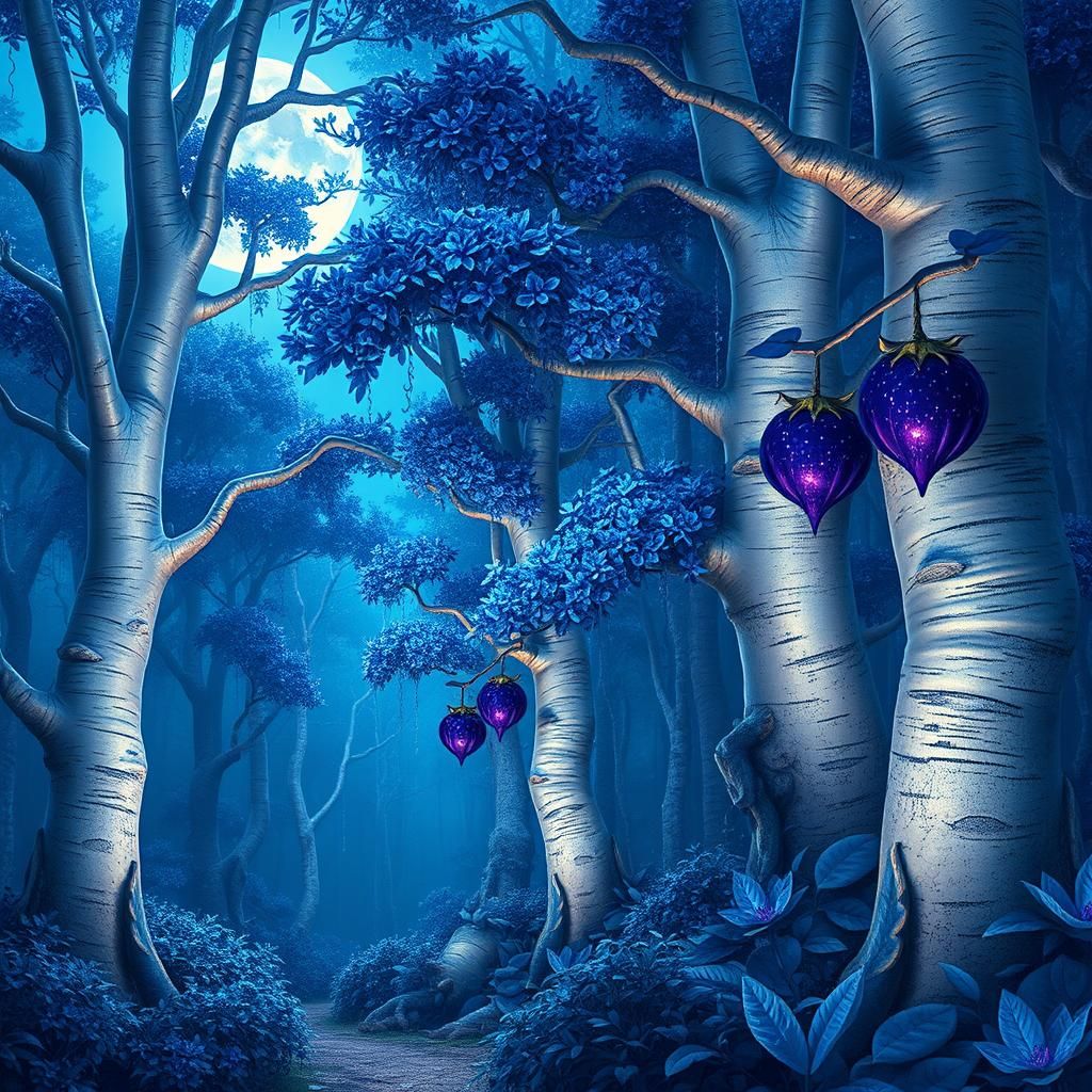 A mystical purple forest