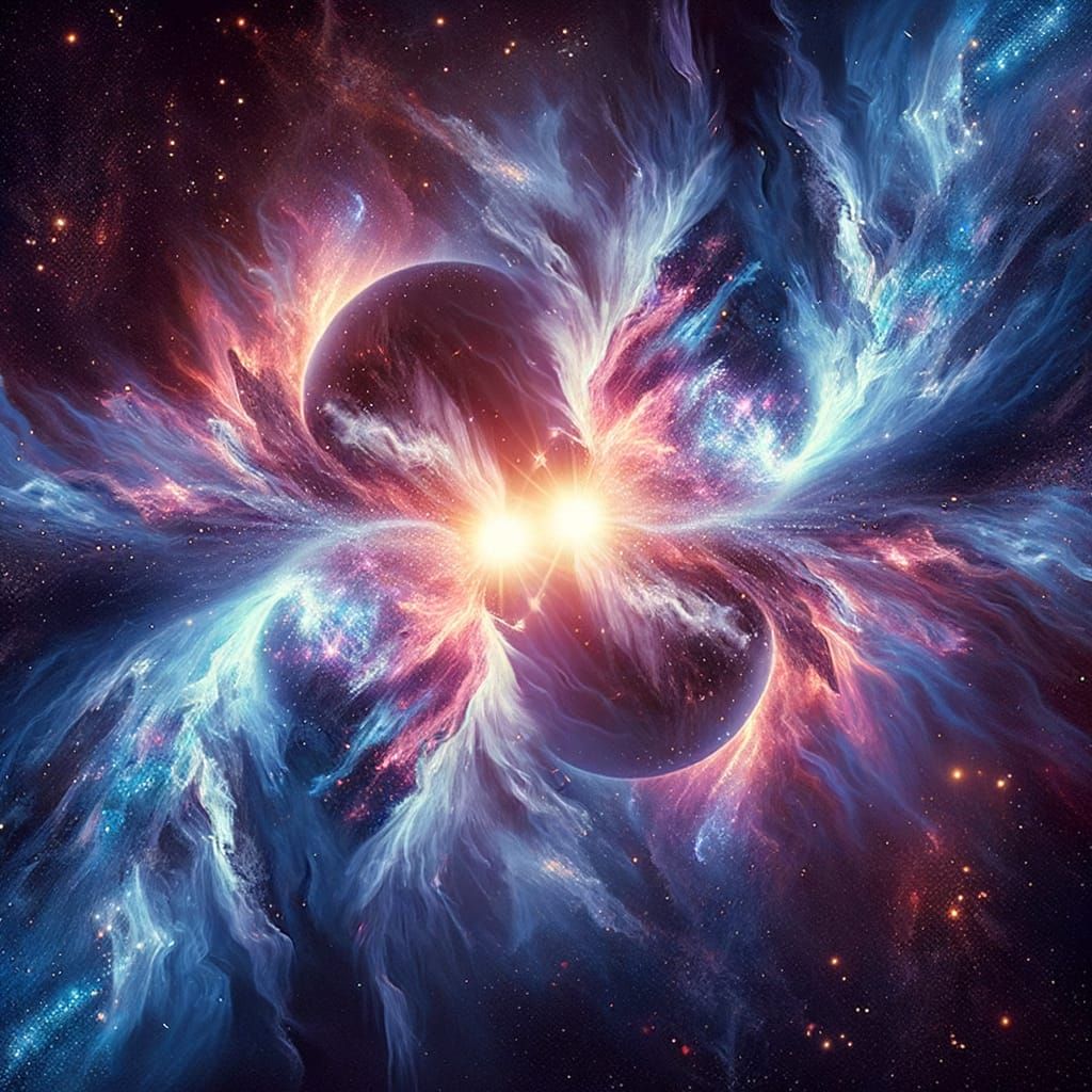 Stars Collide in a Cosmic Dance of Light and Energy