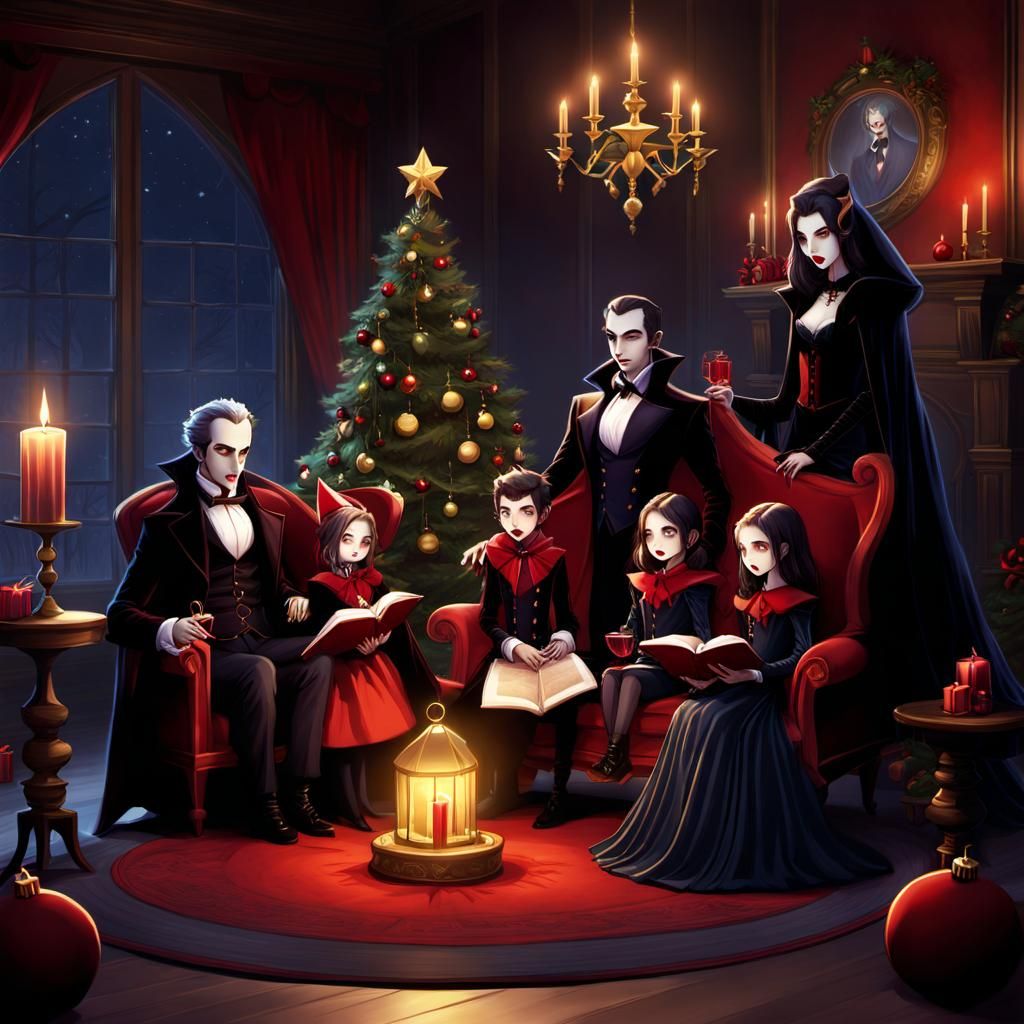 Gothic Vampires Celebrate Christmas in a Cozy Winter Wonderl...
