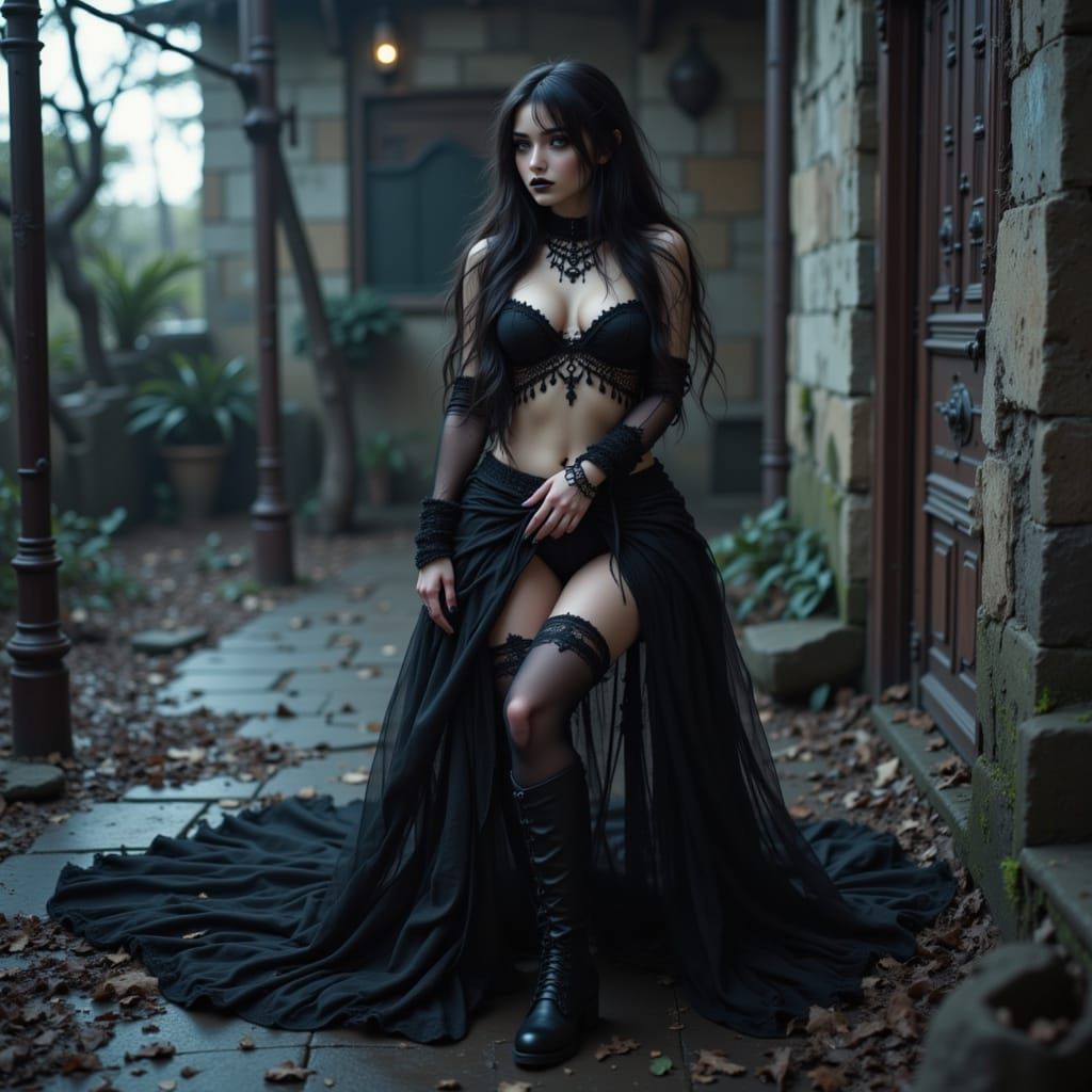 Japanese Woman in Gothic Attire
