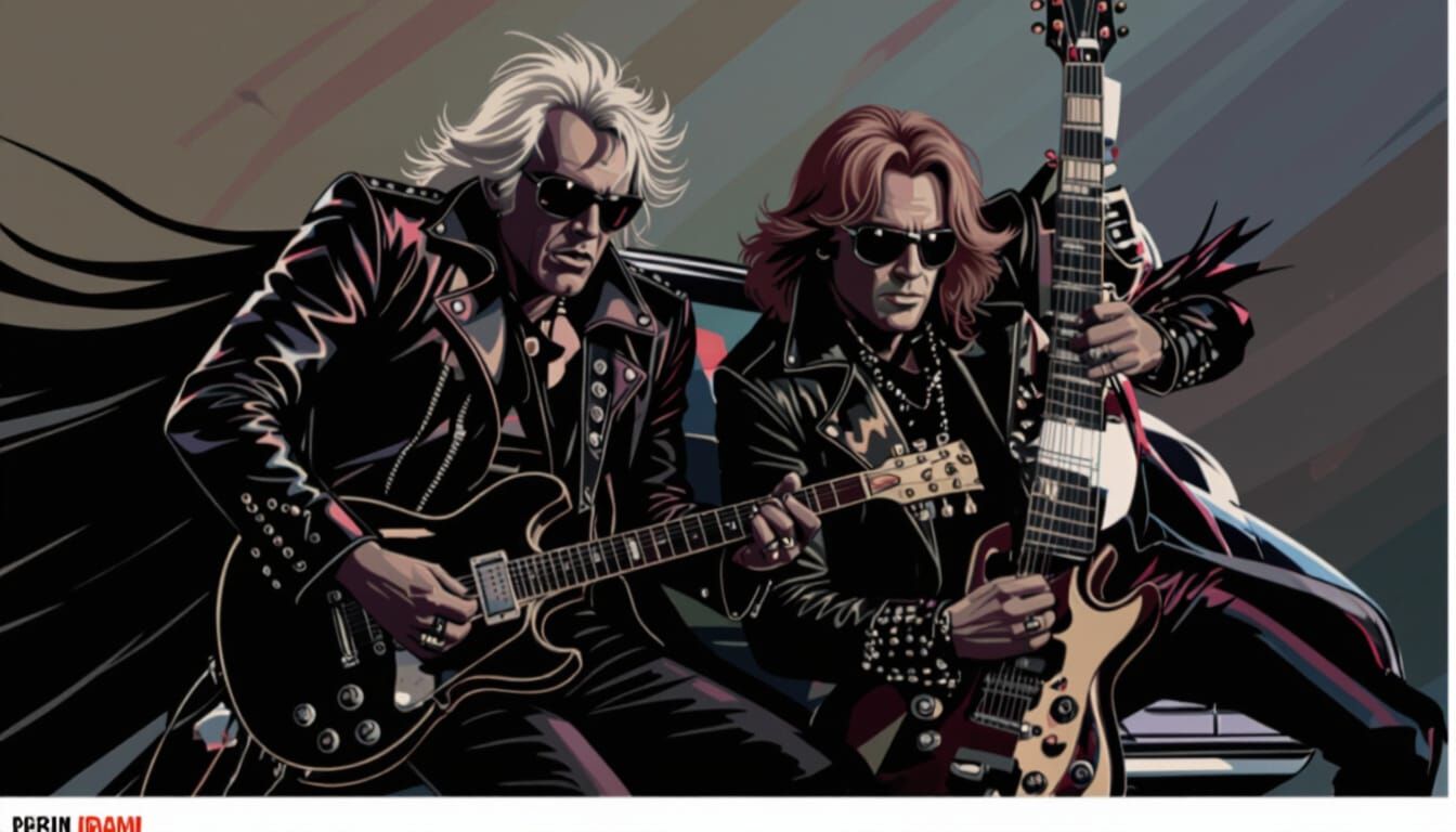 Rock Legends in Iconic Attire, Futuristic Style