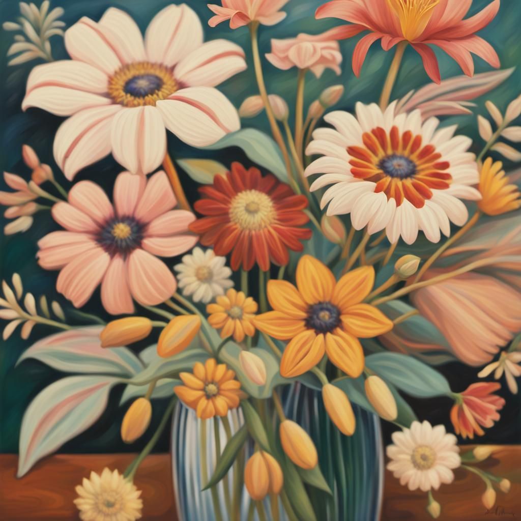 Vibrant Floral Still Life in Impressionist Style