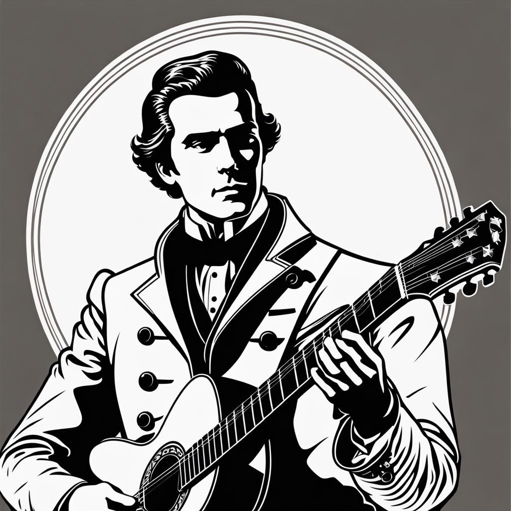 Retro Futuristic Guitar Maestro in Aristocrat's Coat