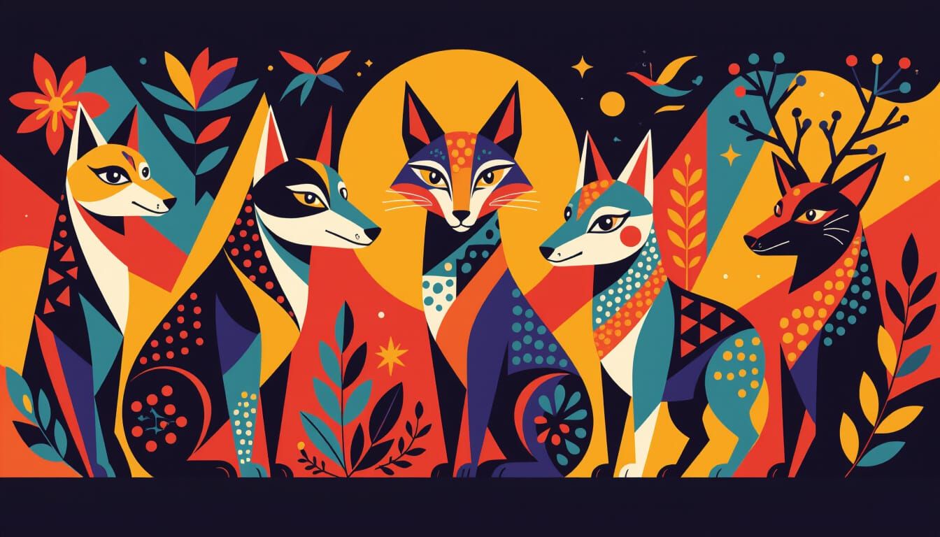 Stylized Vector Art of Geometric Animals