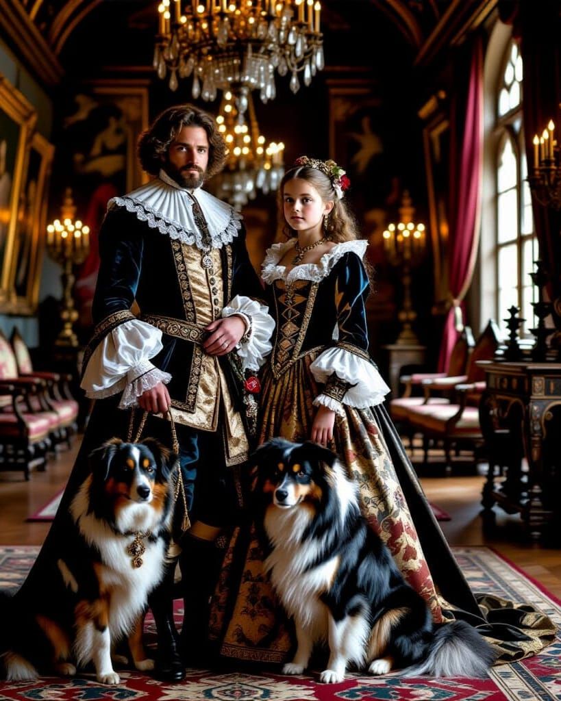 17th Century Family in Gothic Medieval Castle