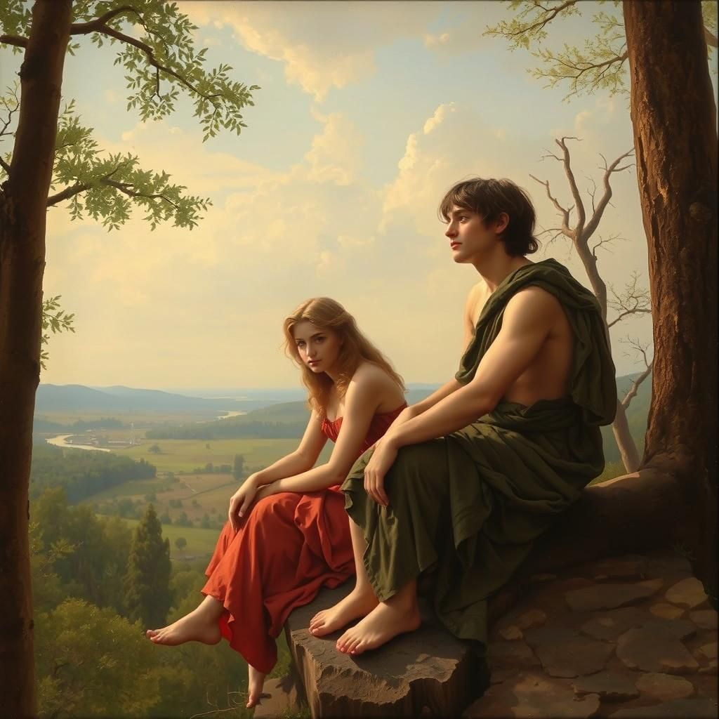 Youthful Pair in Arcadian Landscape