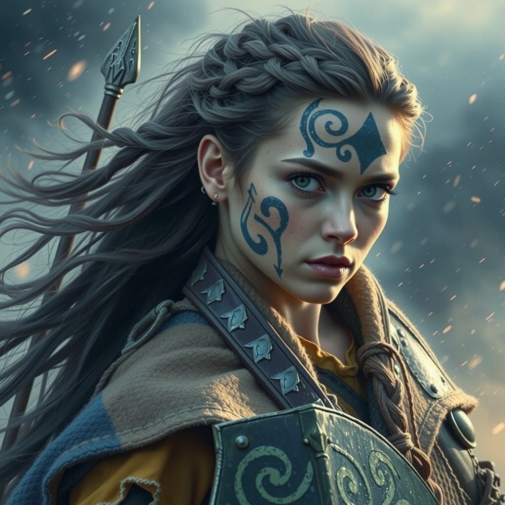 Celtic Warrior Woman in Hyper-Detailed Realism