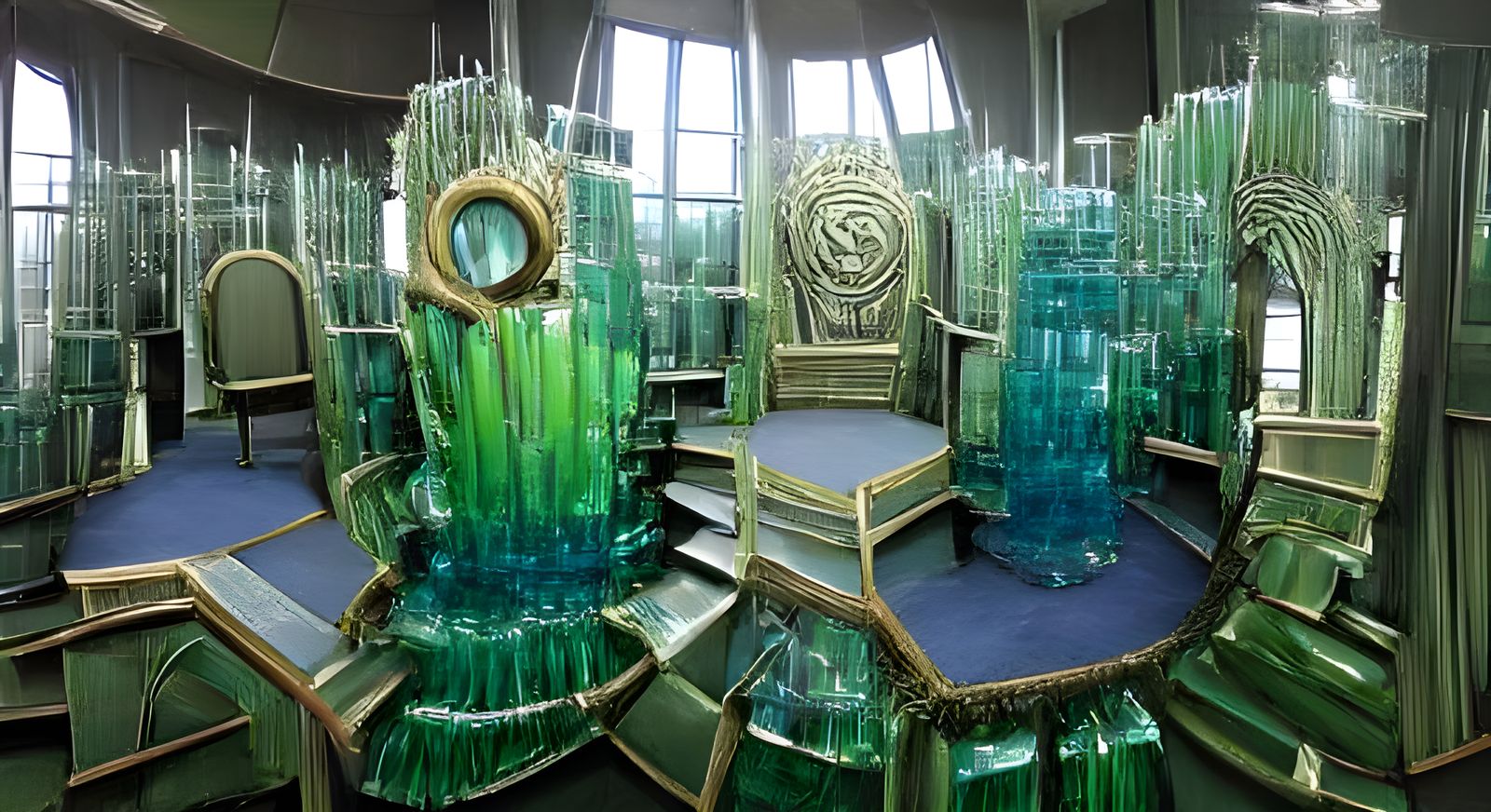 Spiraling Glass Throne Room in Futuristic Architecture