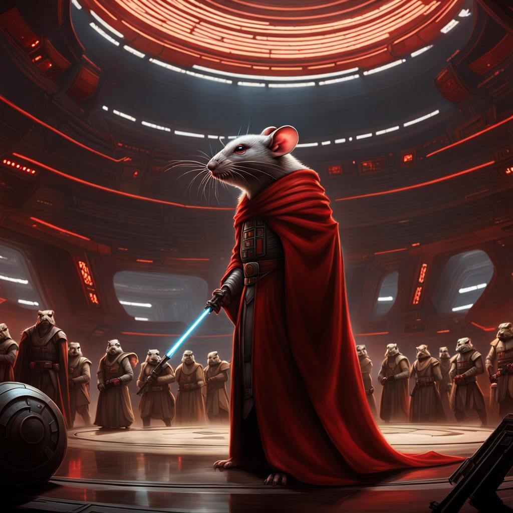 Muscular Jedi Rat Battles Frelons in Dark Fantasy Star Wars