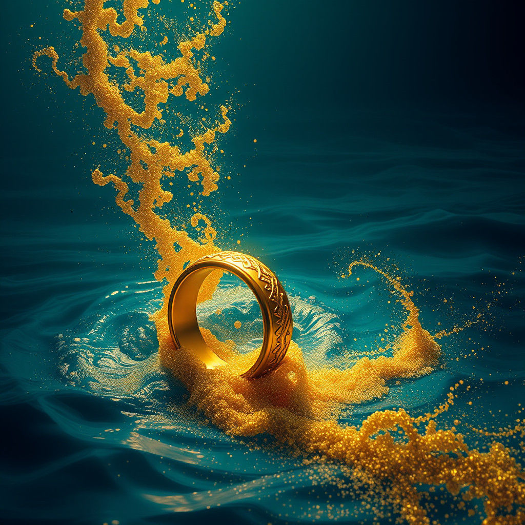 Gentle Gold Trail Unfolds in the Ocean Depths
