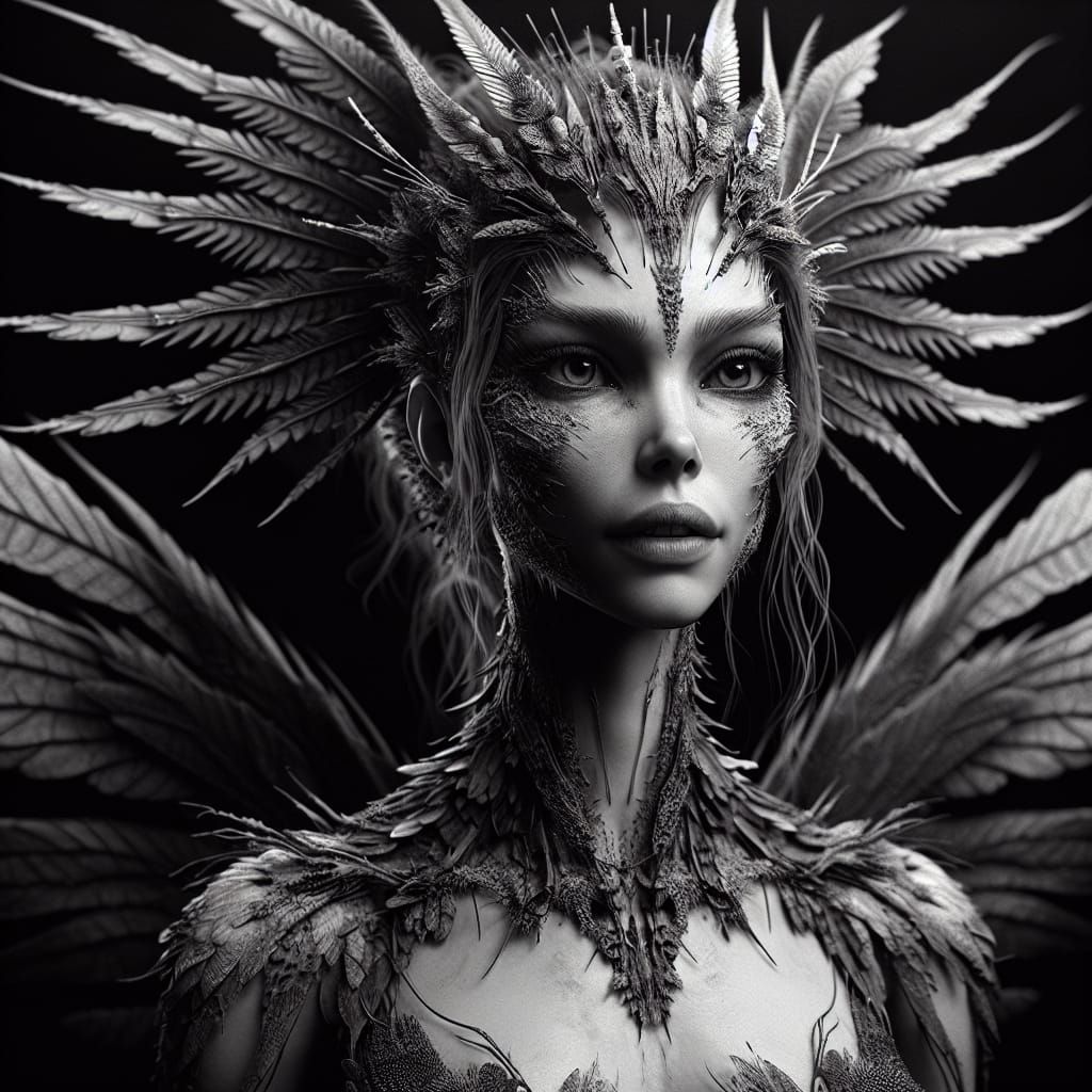 Hyperrealistic Portrait of a Mysterious Jurassic Fairy