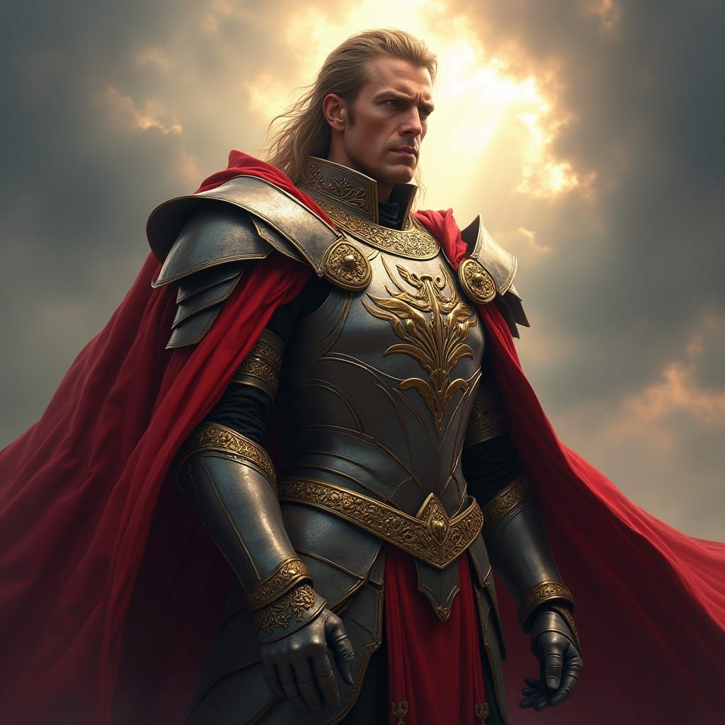 Regal Leader in Golden Armor, Conveying Timeless Power