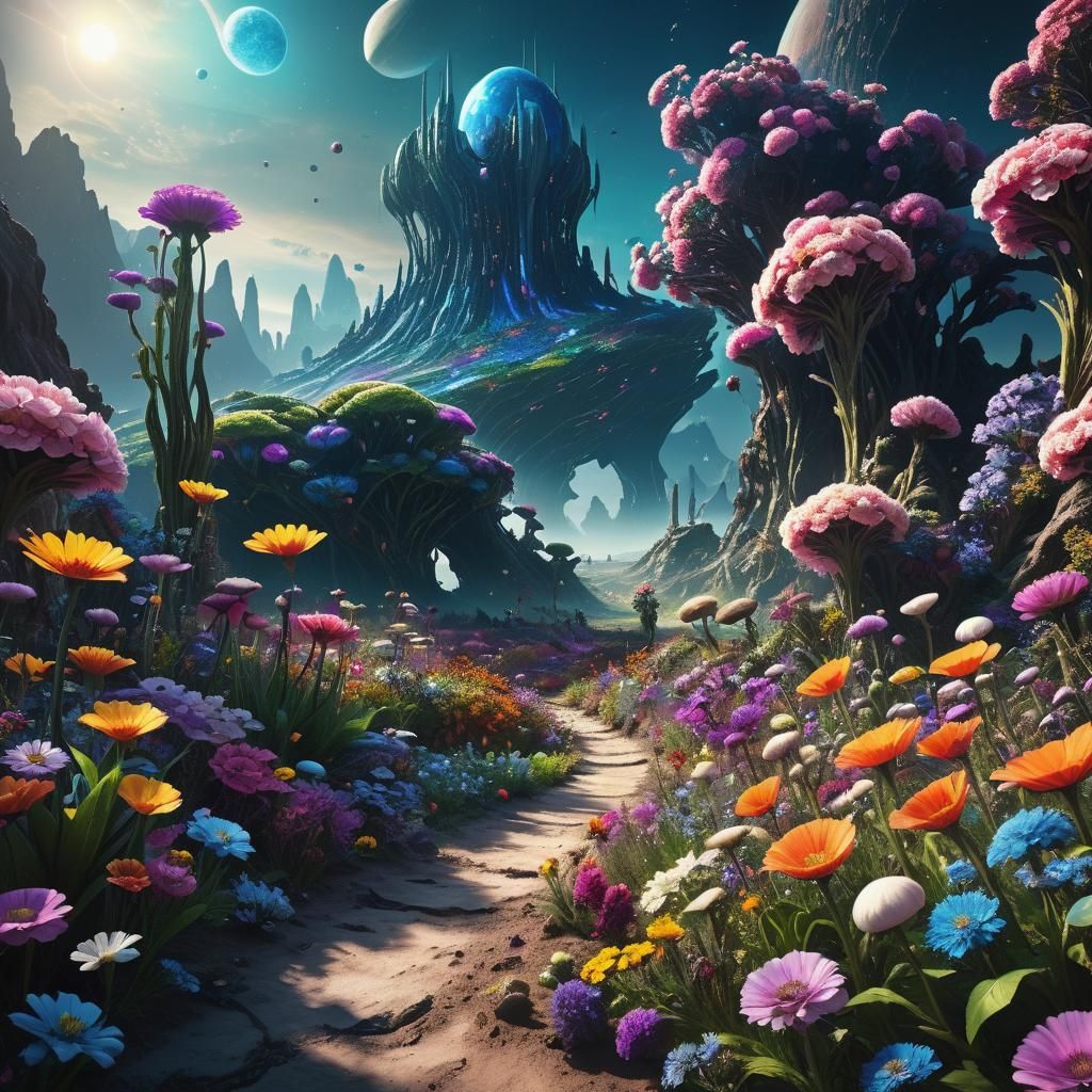 Garden of Cosmic Beauty on Distant Alien World in Epic Digit...