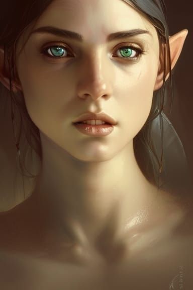 Cleric Elf Portrait in Hyperdetailed Digital Art