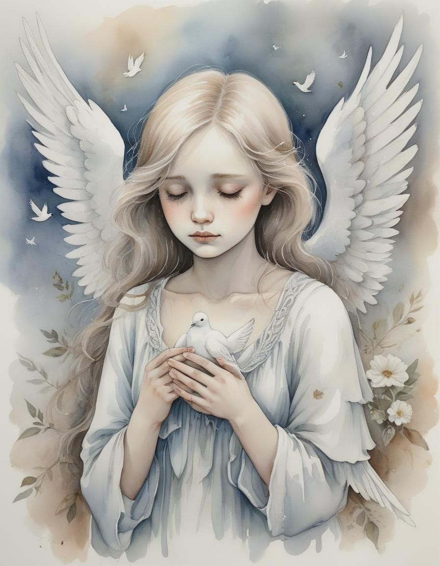 Angel's Farewell in Soft Watercolor Hues