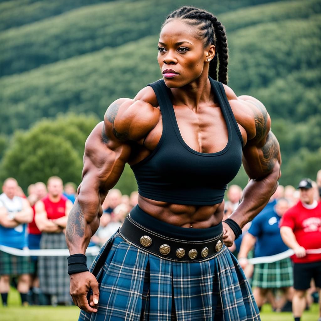 Powerful Highland Games Athlete in Traditional Kilt