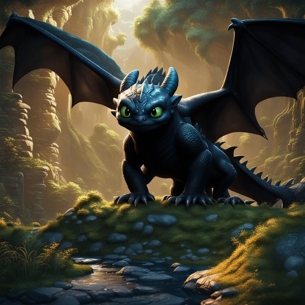 Surreal Toothless Concept Art in Deep Color Palette