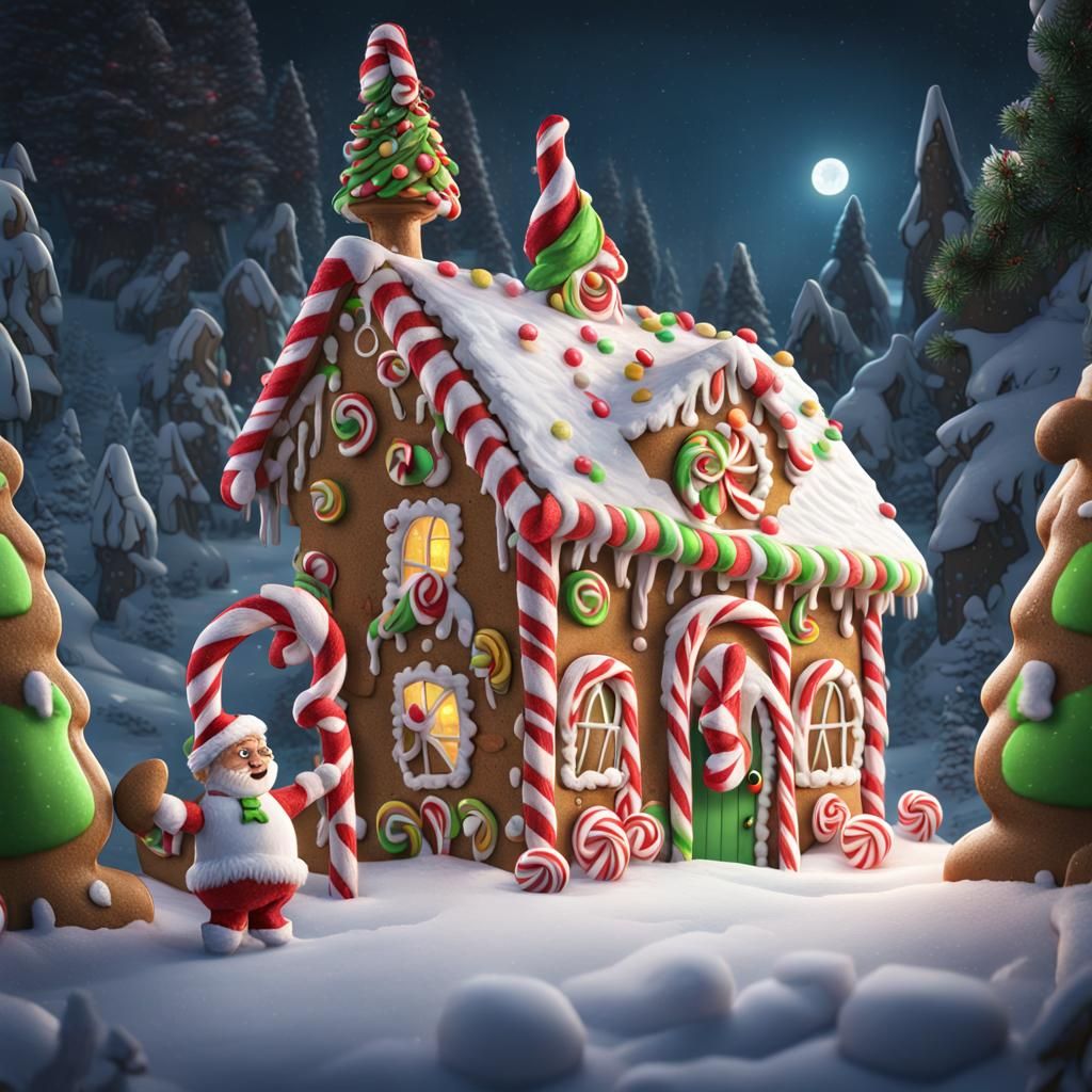 Santa Claus Punches the Grinch in a Festive Nighttime Villag...