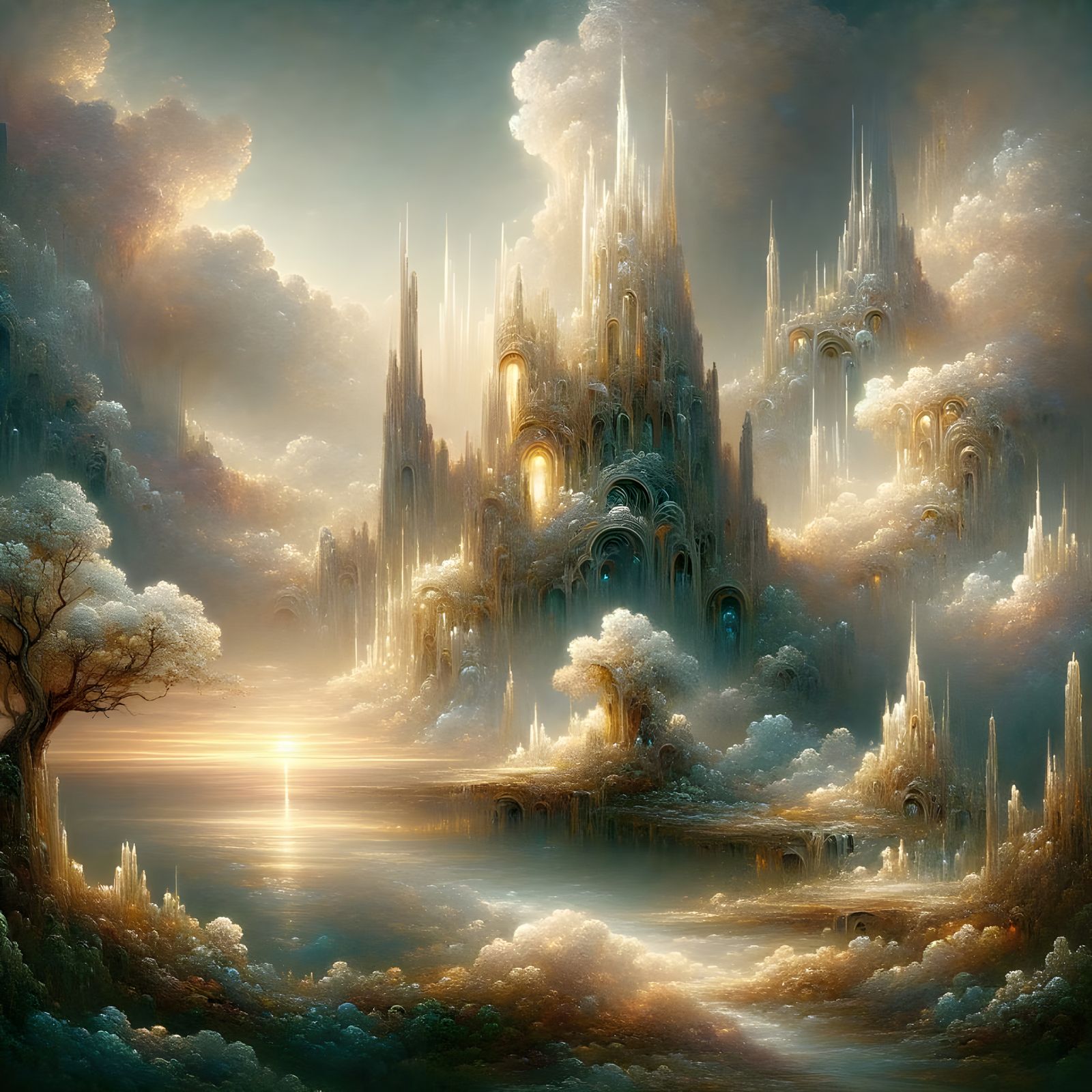 Ethereal Fantasy Landscape in Luminism Style