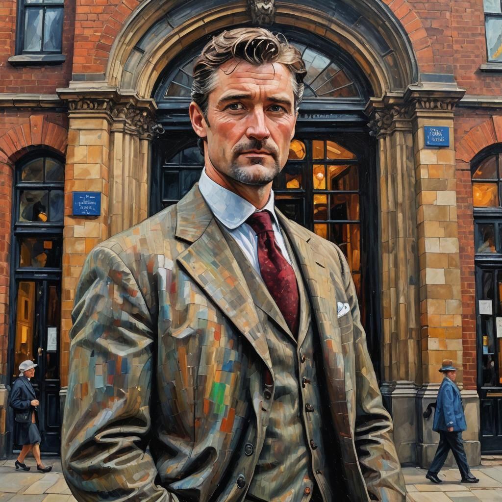 Victorian Businessman Emerges from London's Bustling City