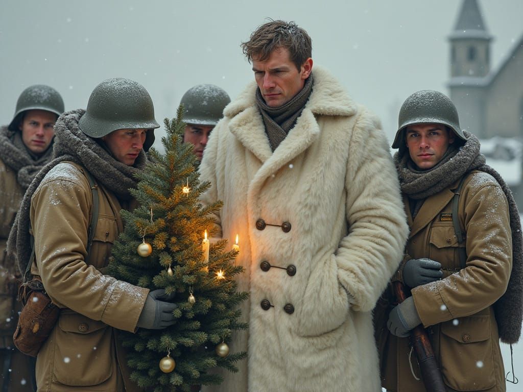 WWI Soldiers Find Peace in a Snowy Winter Scene