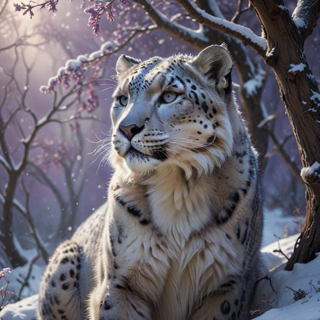 Snow Leopard in Winter Wonderland, Captured in Dark Fantasy ...