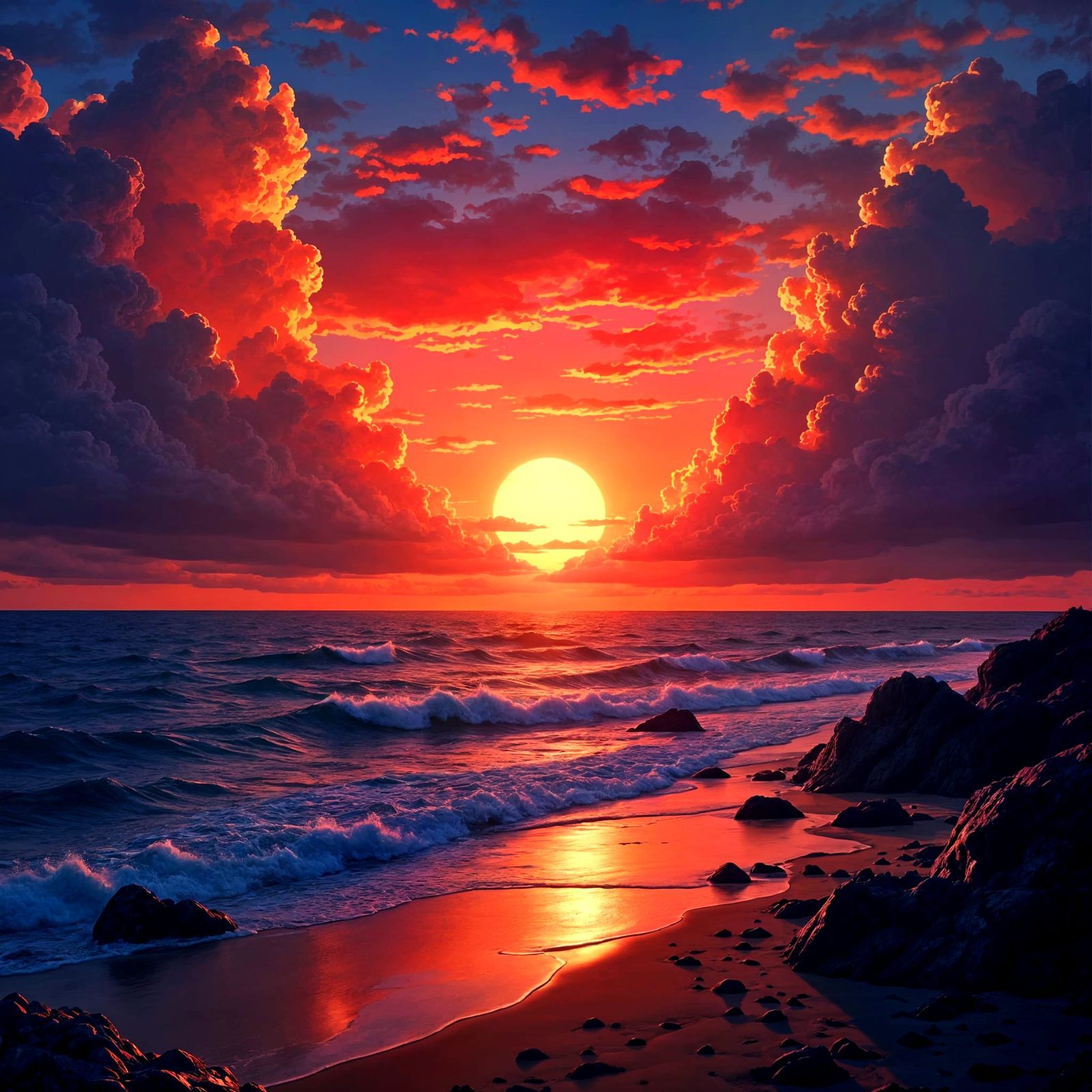 Vibrant Sunset in a Cinematic Art Style