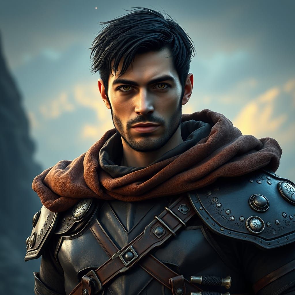 Heroic Man in Leather Armor, Detailed Matte Painting