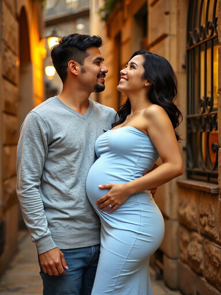 Cozy Urban Intimacy with Expectant Couple
