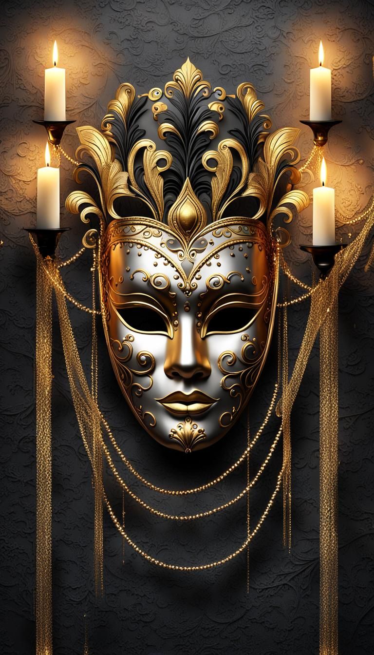 Vibrant Gold and Black Spanish Wall Mural in 2D Carnival Sty...