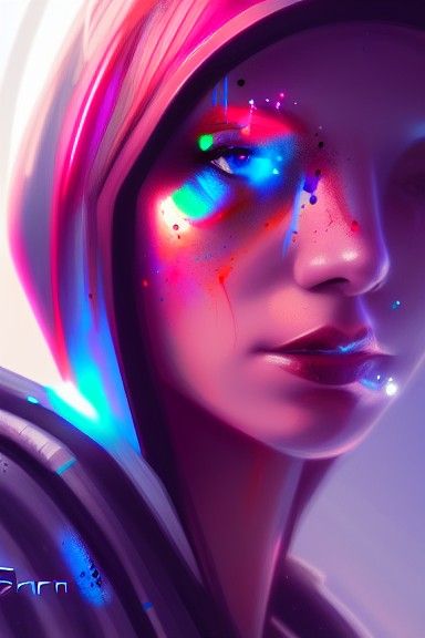 Cyberpunk Goddess Emerges from Volumetric Lighting