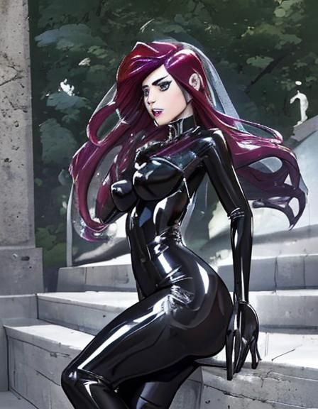 Steampunk Siren with Exotic Hair and Latex Bodysuit