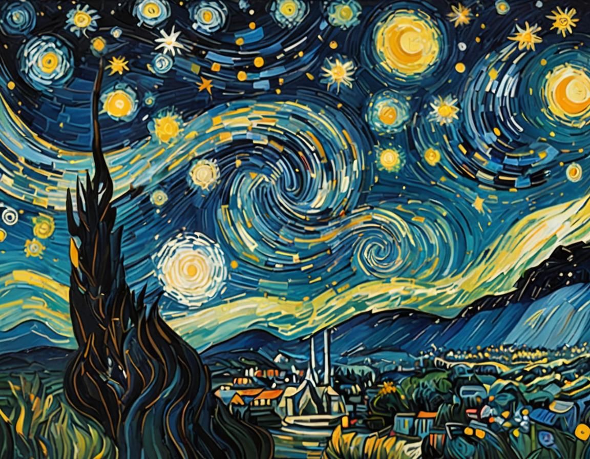 Whimsical Starry Night Masterpiece