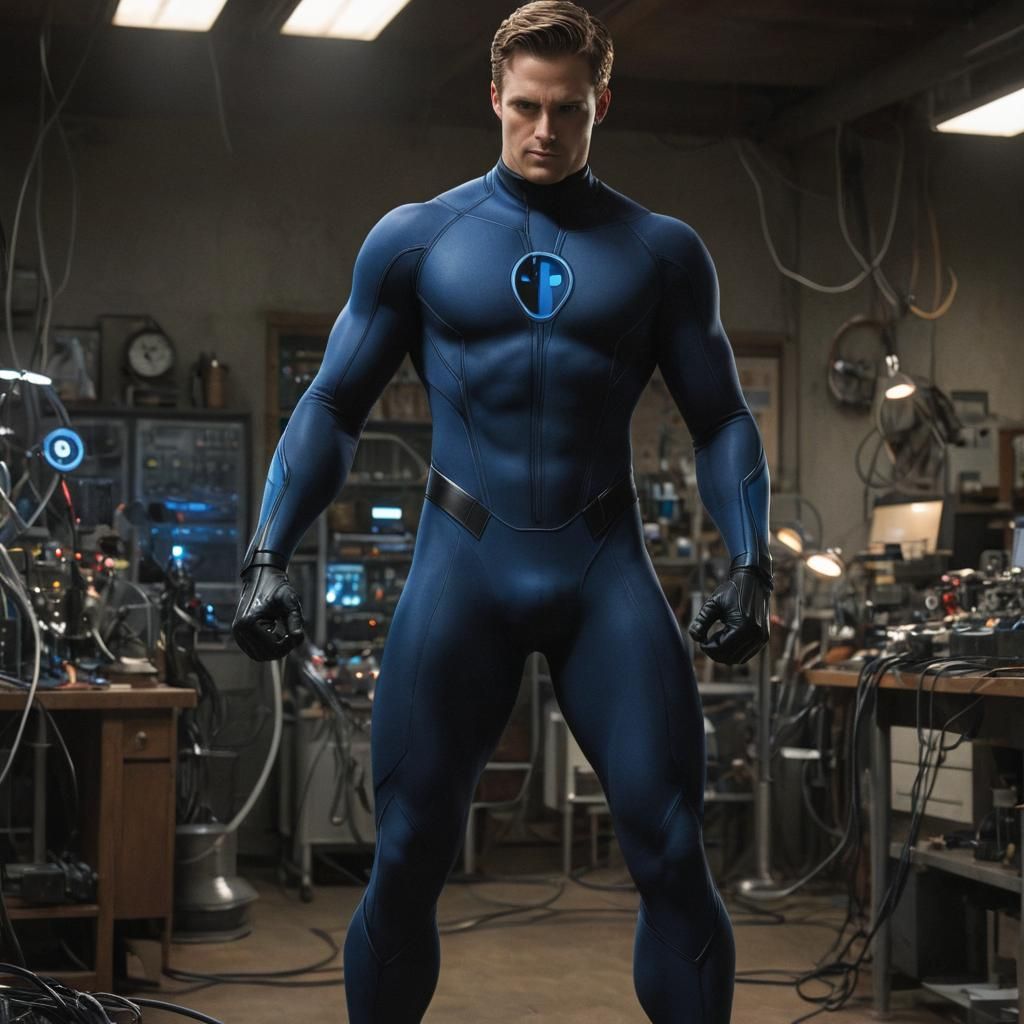 Surreal Comic Book Art of Mr. Fantastic in a Dynamic Retro P...