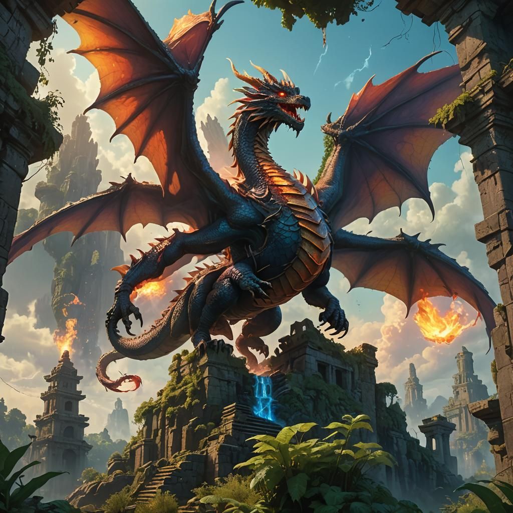 Majestic Dragon Soars in a Fantasy Realm