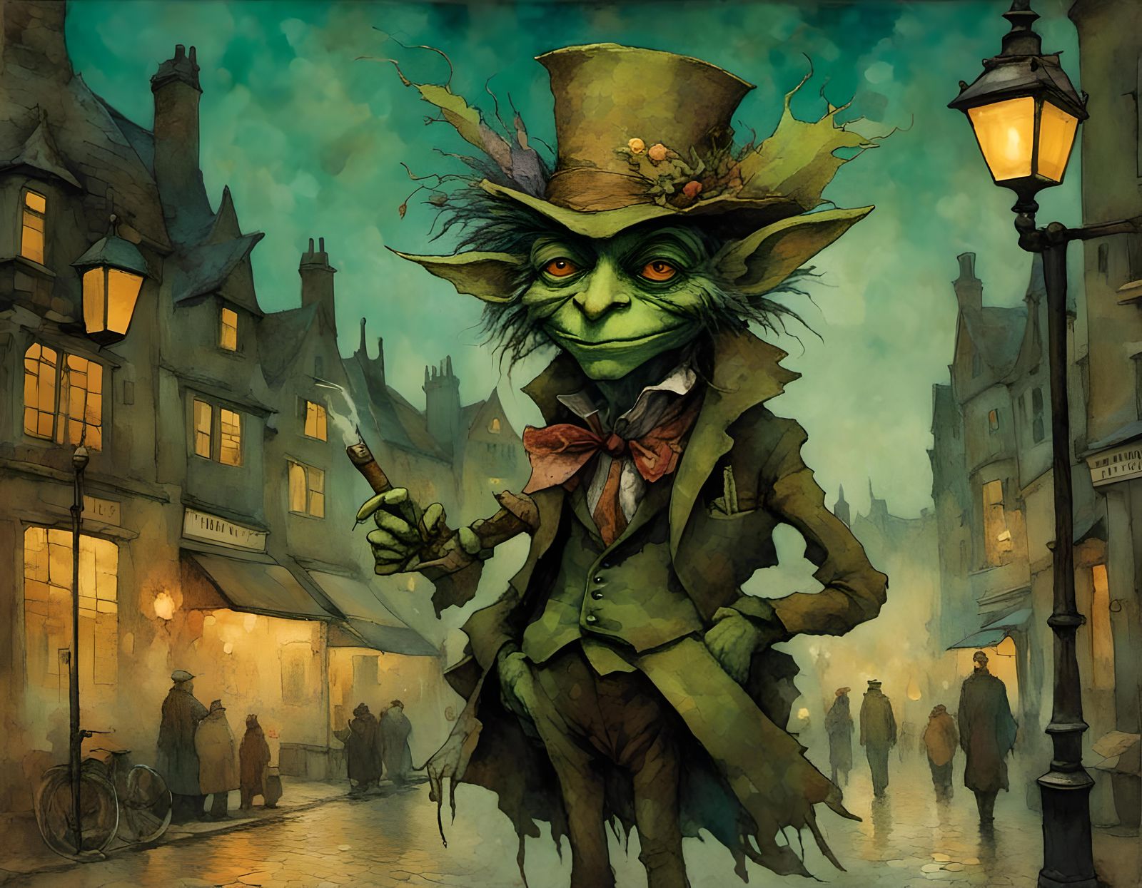 Green Goblin in Steampunk Outfit Roams London