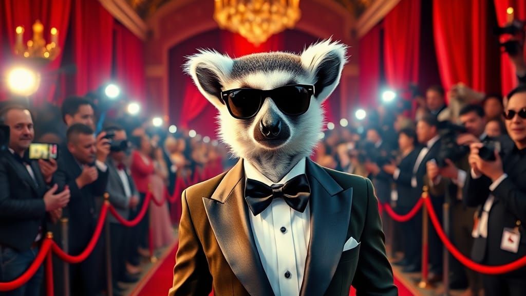 Glamorous Lemur Steals the Red Carpet Show