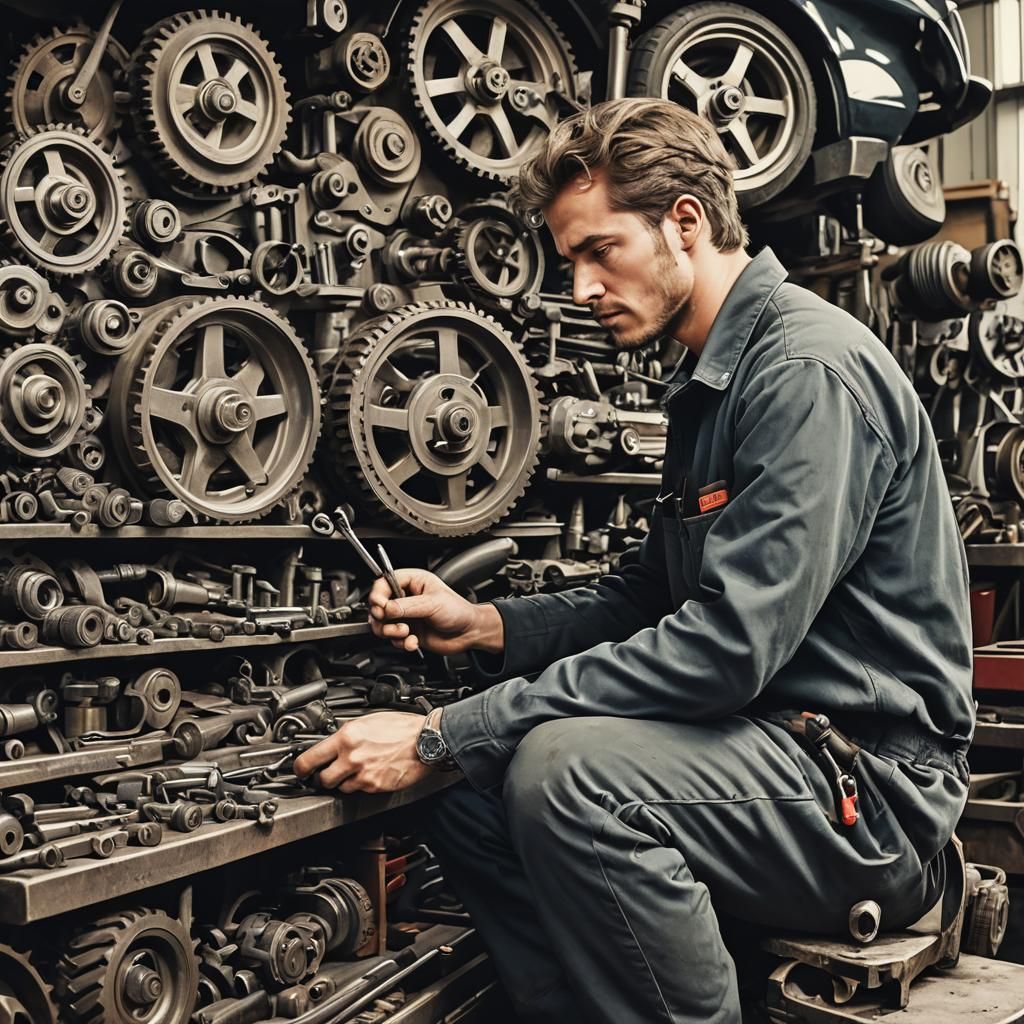 Confident Mechanic Mastering Automotive Repair in a Vibrant....