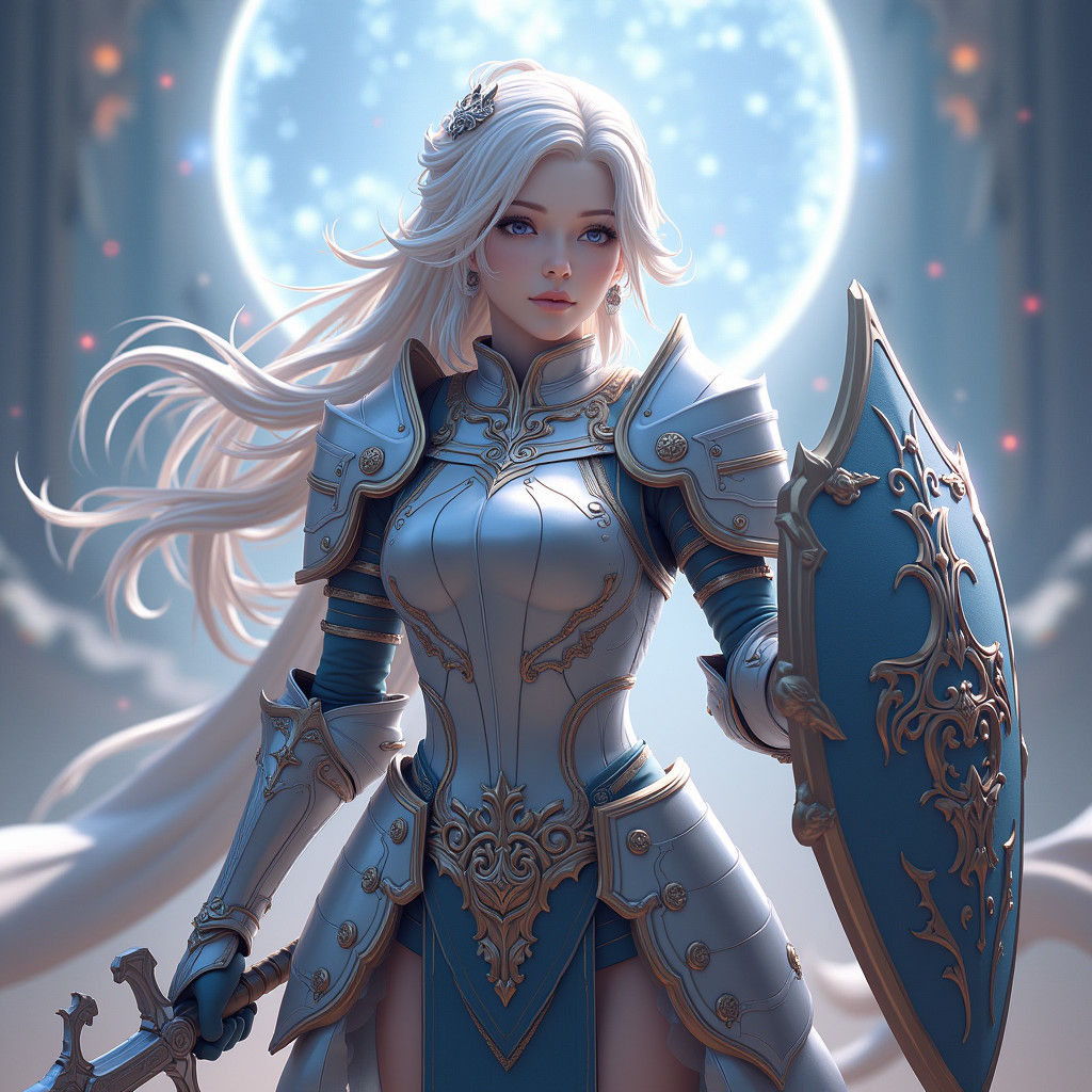 Majestic Silver Paladin Shines in Hyper-Realistic, 8K Fantas...