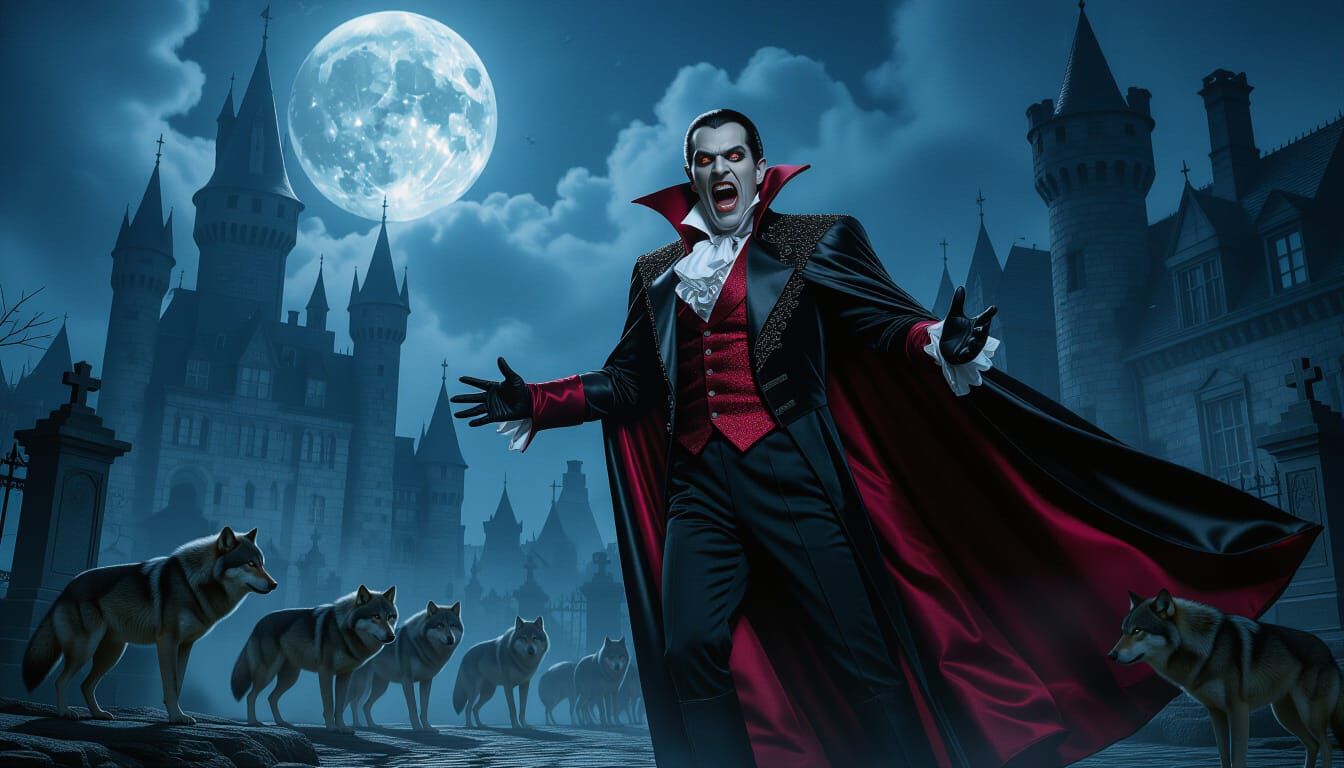 Count Dracula's Furious Night Outside Castle
