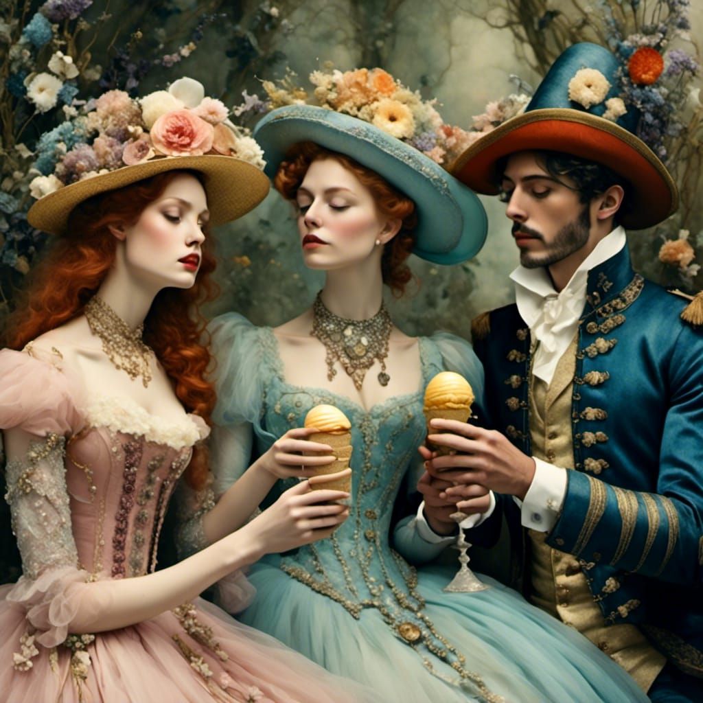 Whimsical Celtic Folkloric Beings as Magical Ice Cream Conco...