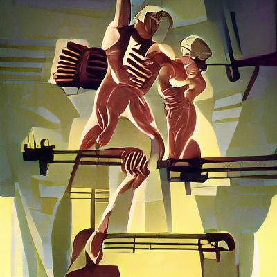 Powerful Workers in Art Deco Labour Propaganda