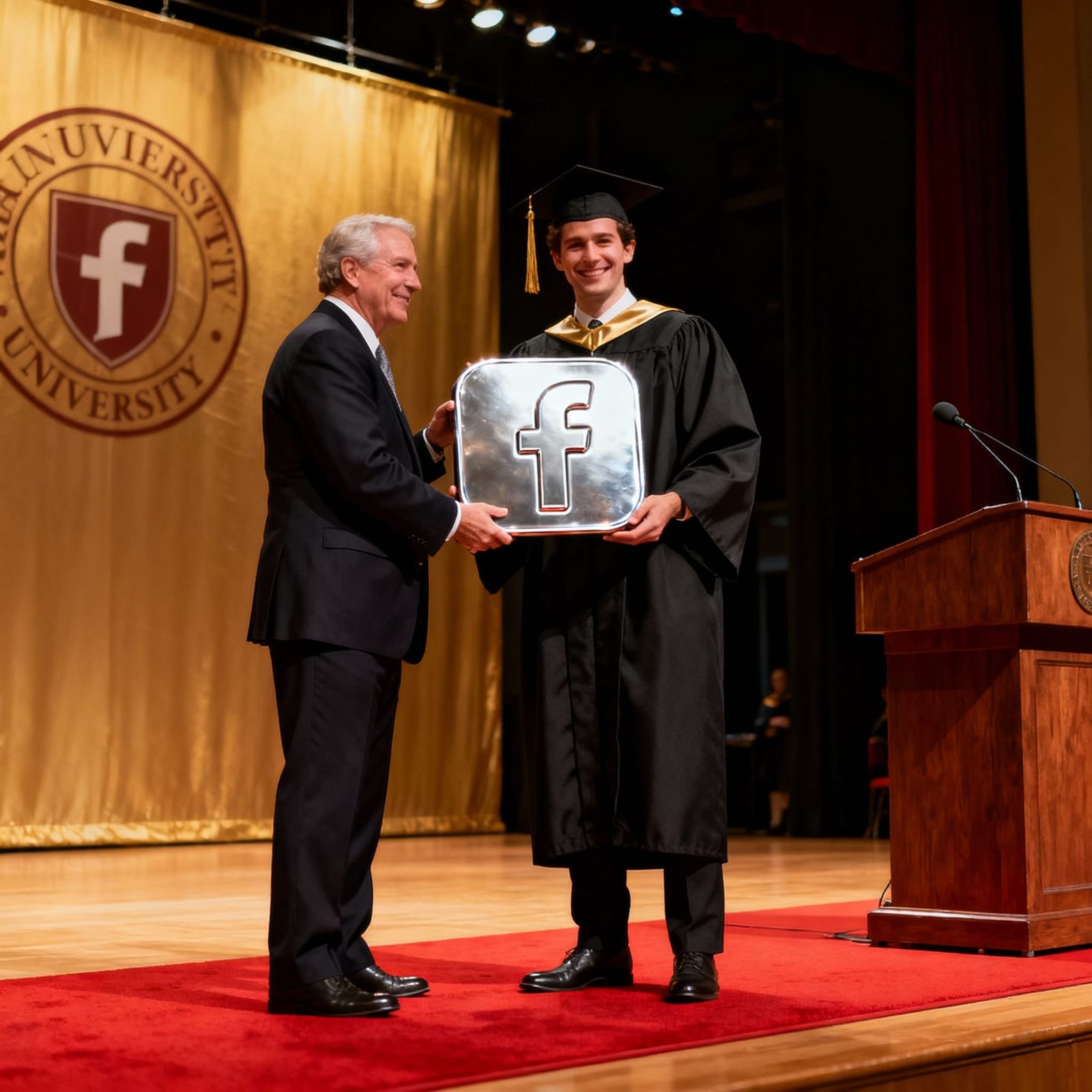 Man Accepts Facebook Icon Award on Stage