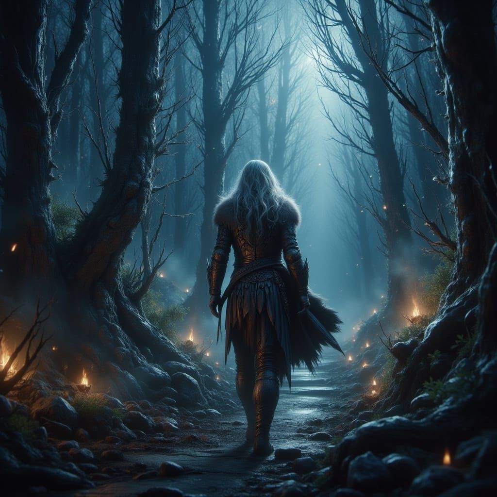 Viking Woman in Mystical Forest